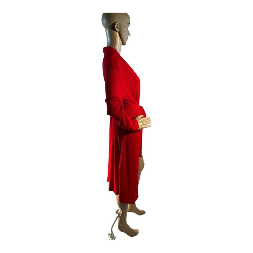 PJ Salvage RITER  Women’s Textured Essentials Ribbed Robe Heather Red Size M - Picture 4 of 15